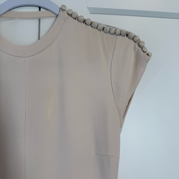 Vintage Silk Wedding Gown with Button Shoulder Details and Mesh Back - Picture 2 of 13